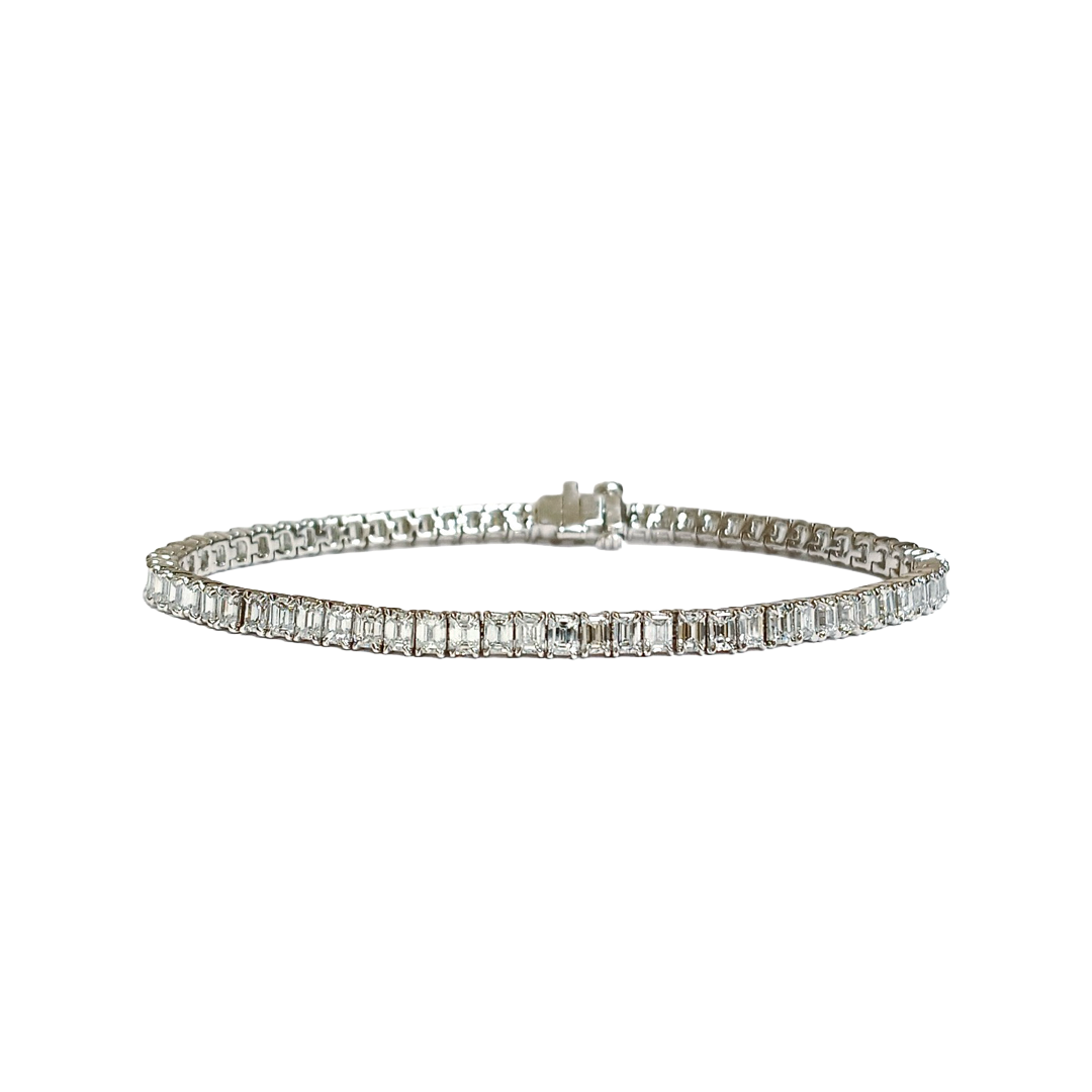 70-Stone Emerald Cut Diamond Tennis Bracelet