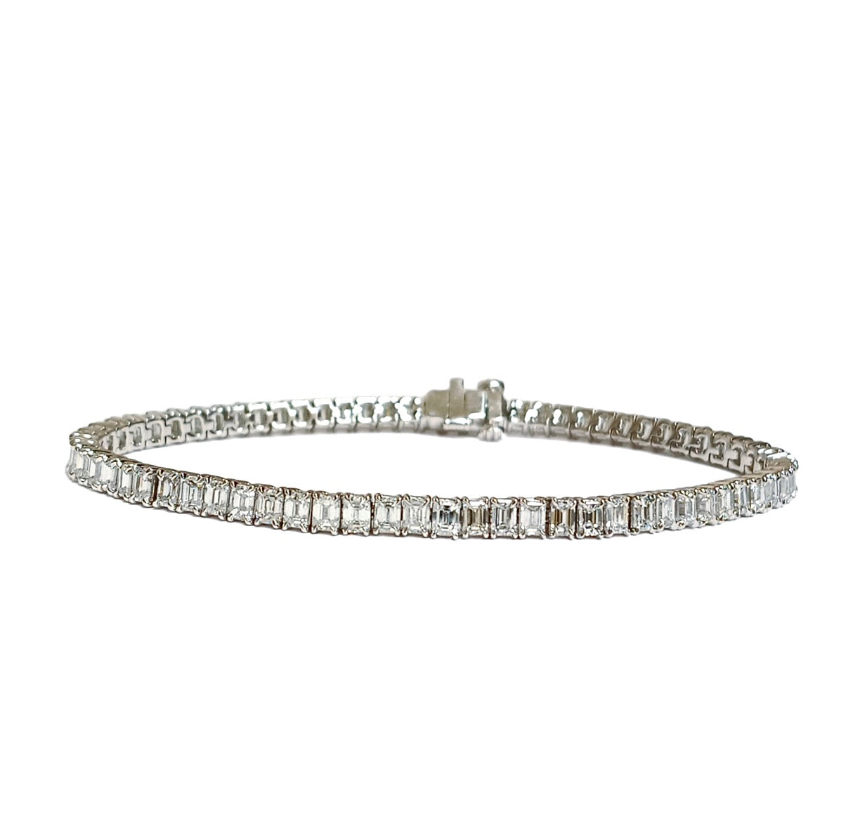 70-Stone Emerald Cut Diamond Tennis Bracelet