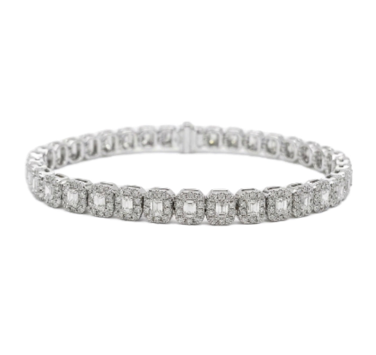 Diamond Tennis Bracelet with Micro Pave Diamond Halos