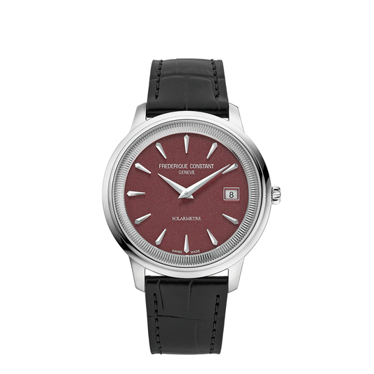 39mm Moneta Solarmeter Watch with Burgundy Dial