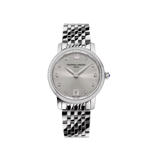 30mm Classics Slimline Quartz Watch with Silver Dial and Diamonds