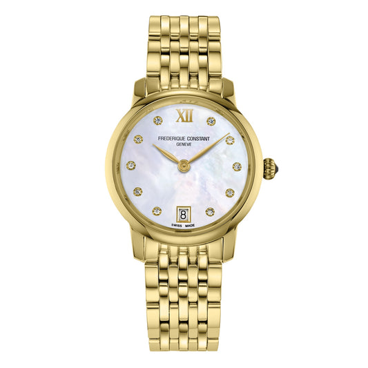 Ladies Classics Slimline Watch with Mother of Pearl & Diamonds