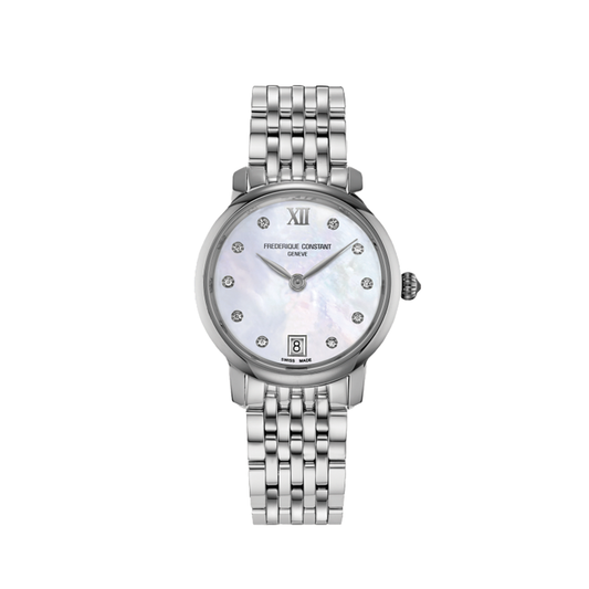 30mm Slimline Ladies Watch with Mother of Pearl and Diamonds