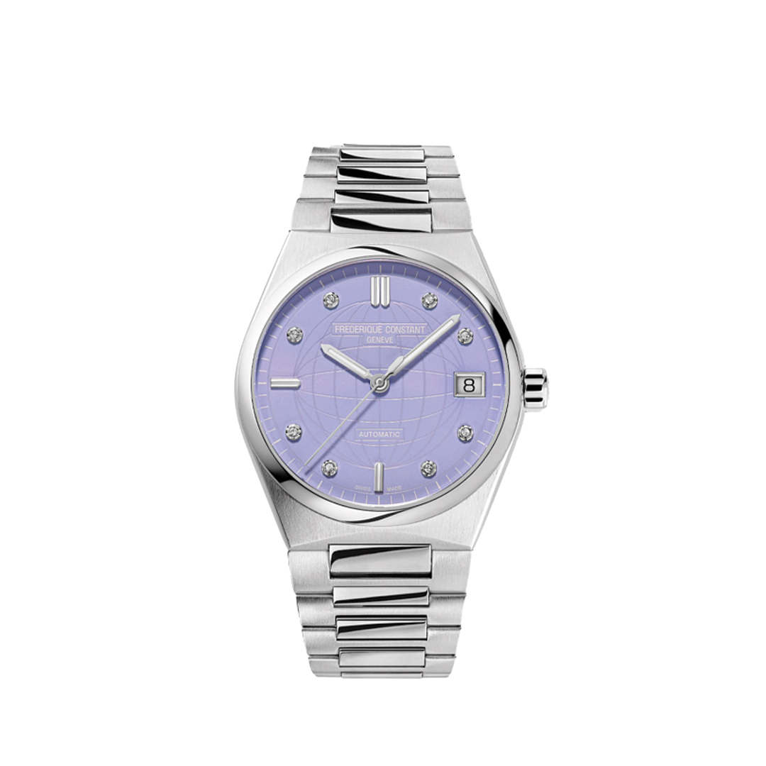 34mm Ladies Highlife Automatic Watch with Lavender Dial and Diamonds
