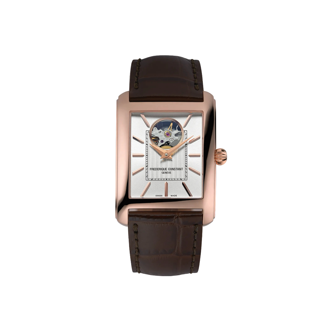 34mm Classics Carrée Heart Beat Watch with White Dial