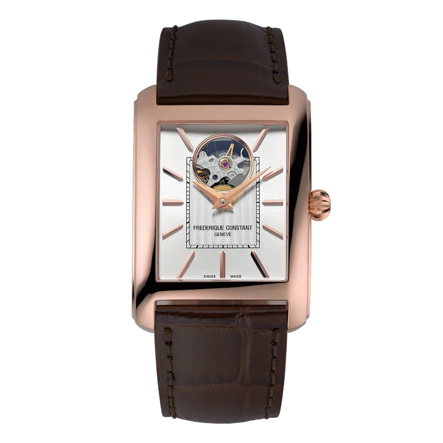 34mm Classics Carrée Heart Beat Watch with White Dial