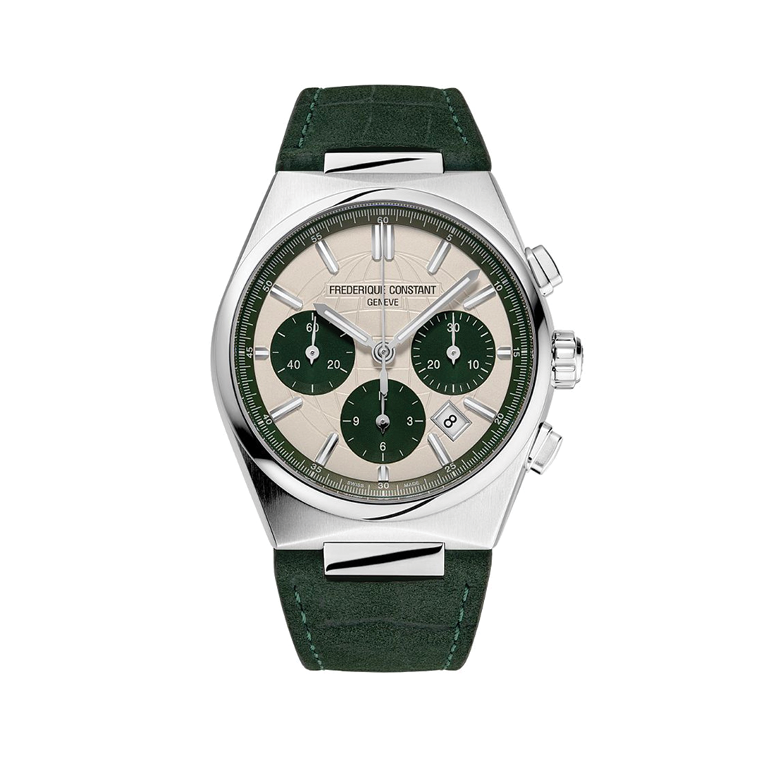 41mm Highlife Chronograph Automatic Watch with Opaline and Green Dial