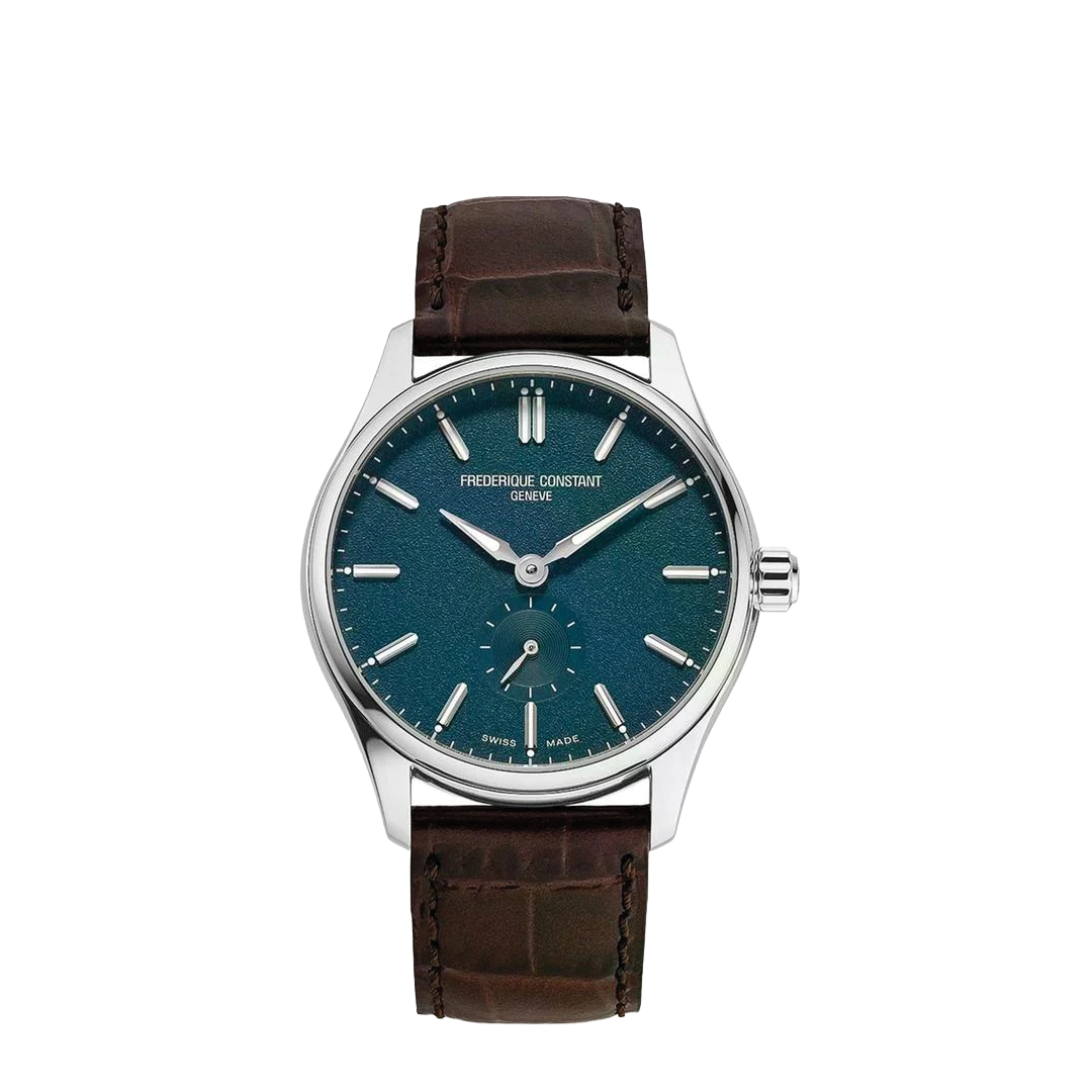39mm Classics Watch with Blue Dial and Leather Strap