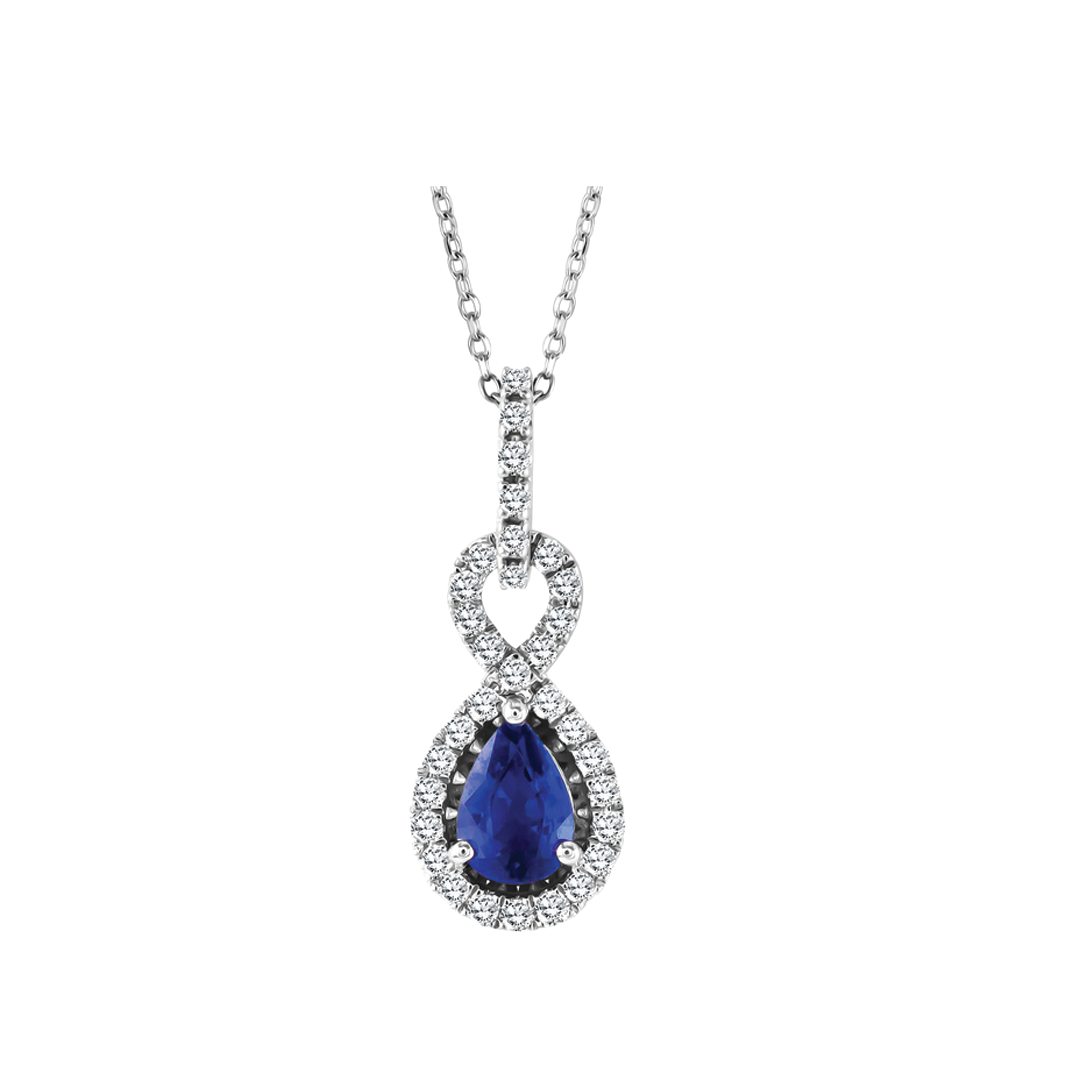 Diamond and Sapphire Pendant Necklace with Diamond Loop Bail