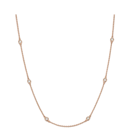 10-Stone Diamond Station Necklace in Rose Gold