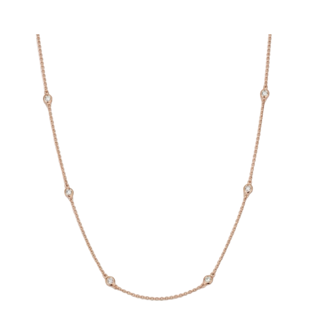 10-Stone Diamond Station Necklace in Rose Gold