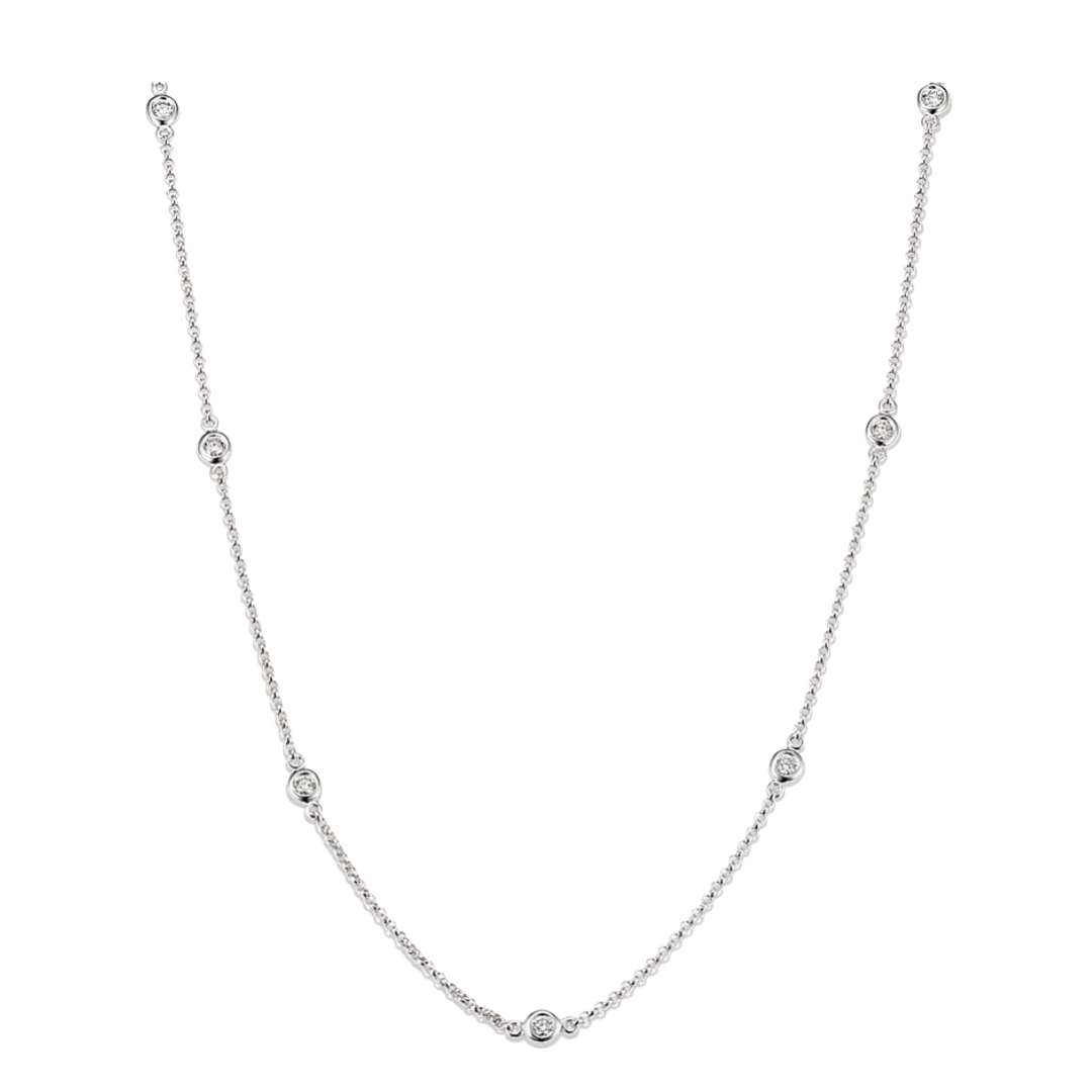 10-Stone Diamond Station Necklace in Platinum