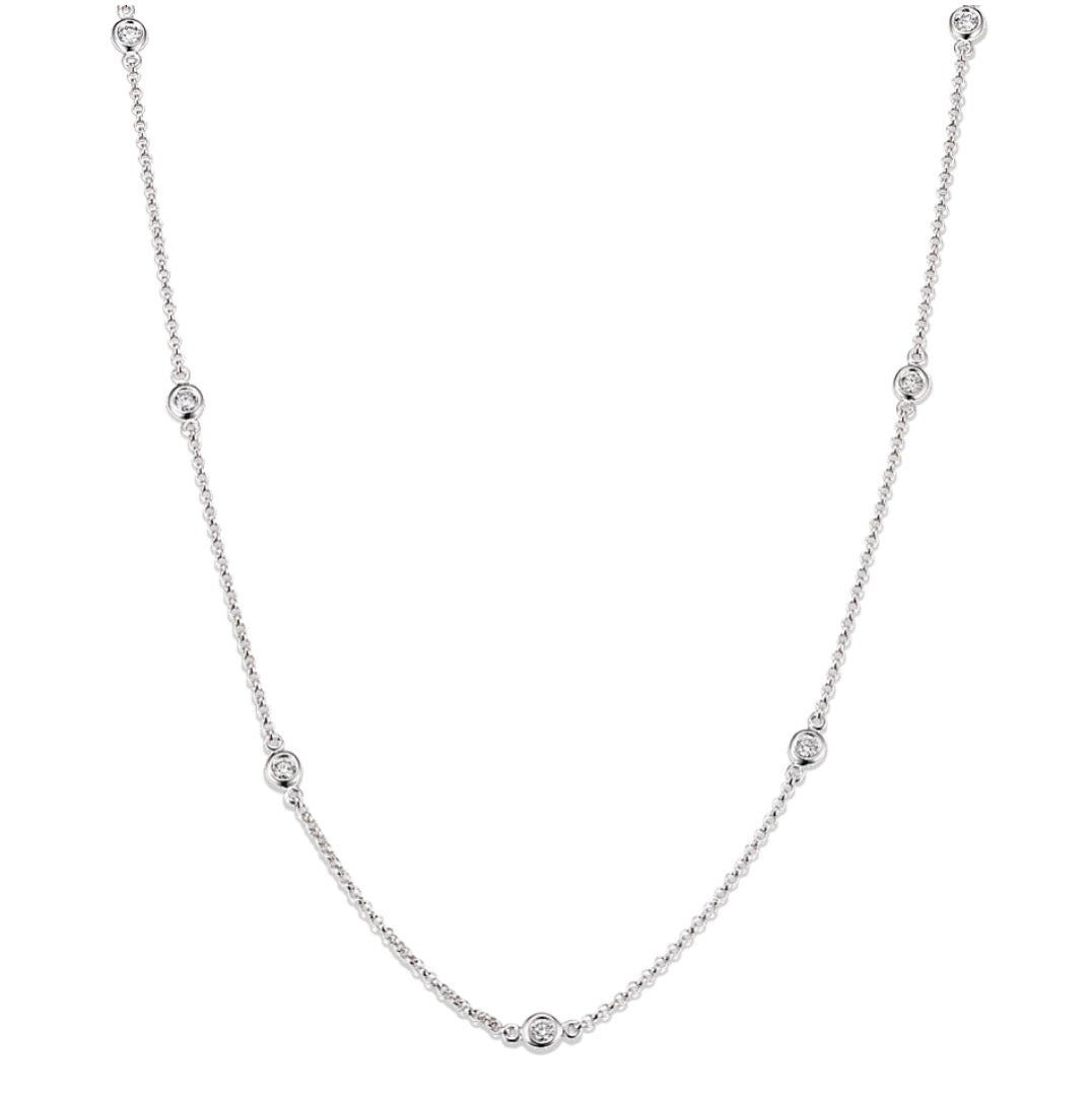 10-Stone Diamond Station Necklace in Platinum