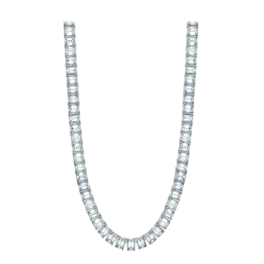 131-Stone Emerald Cut Diamond Tennis Necklace