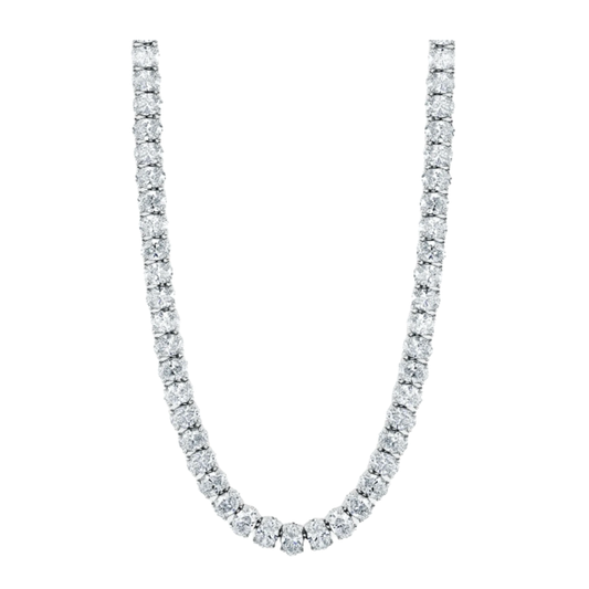 92-Stone Oval Cut Diamond Tennis Necklace