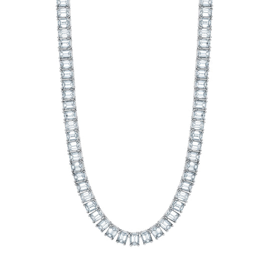 Emerald Cut Diamond Tennis Necklace