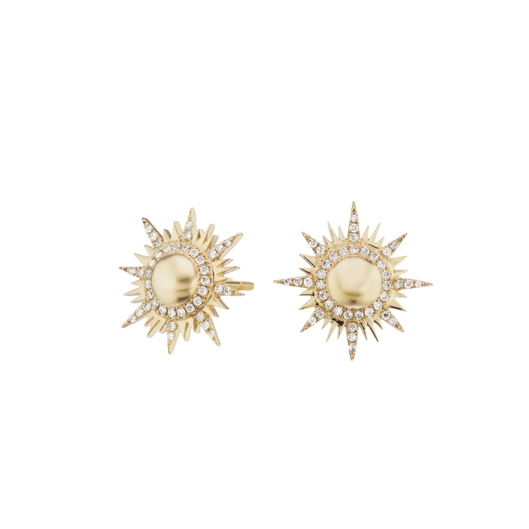 Sole Gold Stud Earrings with Diamonds