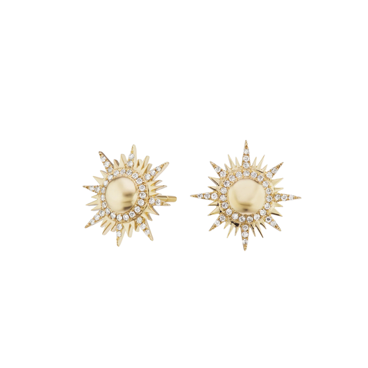 Sole Gold Stud Earrings with Diamonds