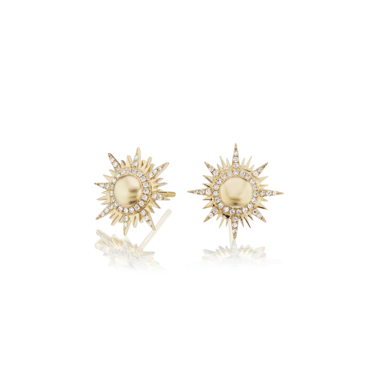 Sole Gold Stud Earrings with Diamonds