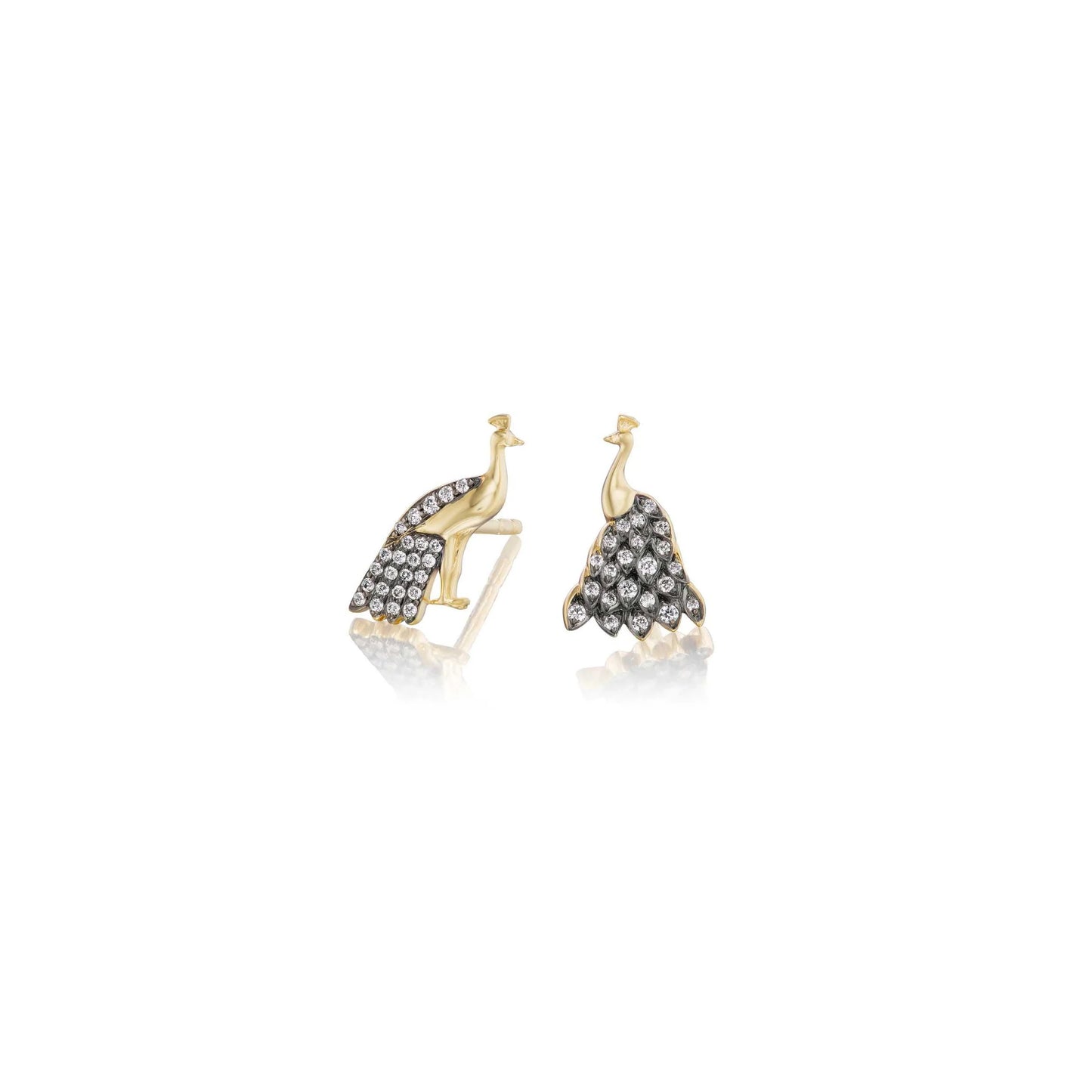 Peacock Stud Earrings with Diamonds