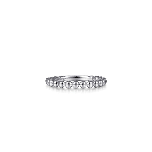 Stackable Beaded Ring in 14K White Gold