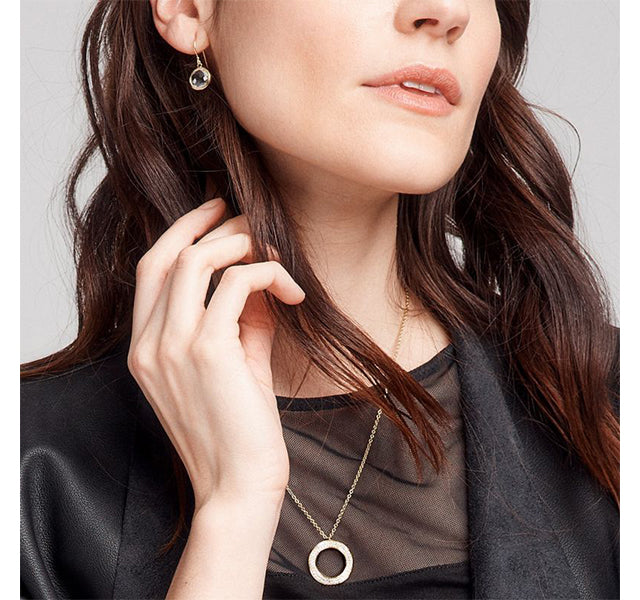 Gold Lollipop Mini Drop Earrings with Mother of Pearl & Rock Crystal Doublet
