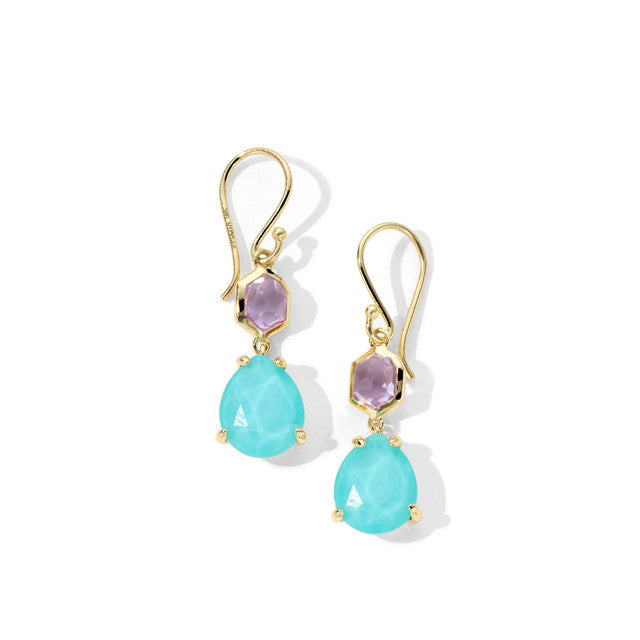 Rock Candy Snowman Earrings in Amethyst and Turquoise