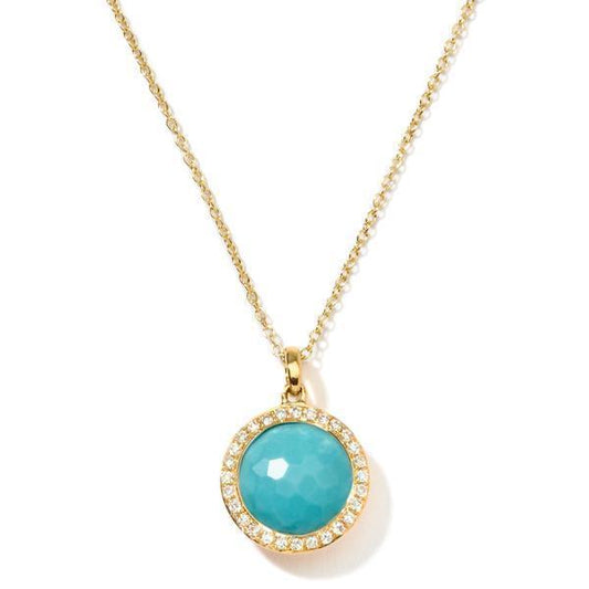 Gold Lollipop Small Pendant in Turquoise and Diamond