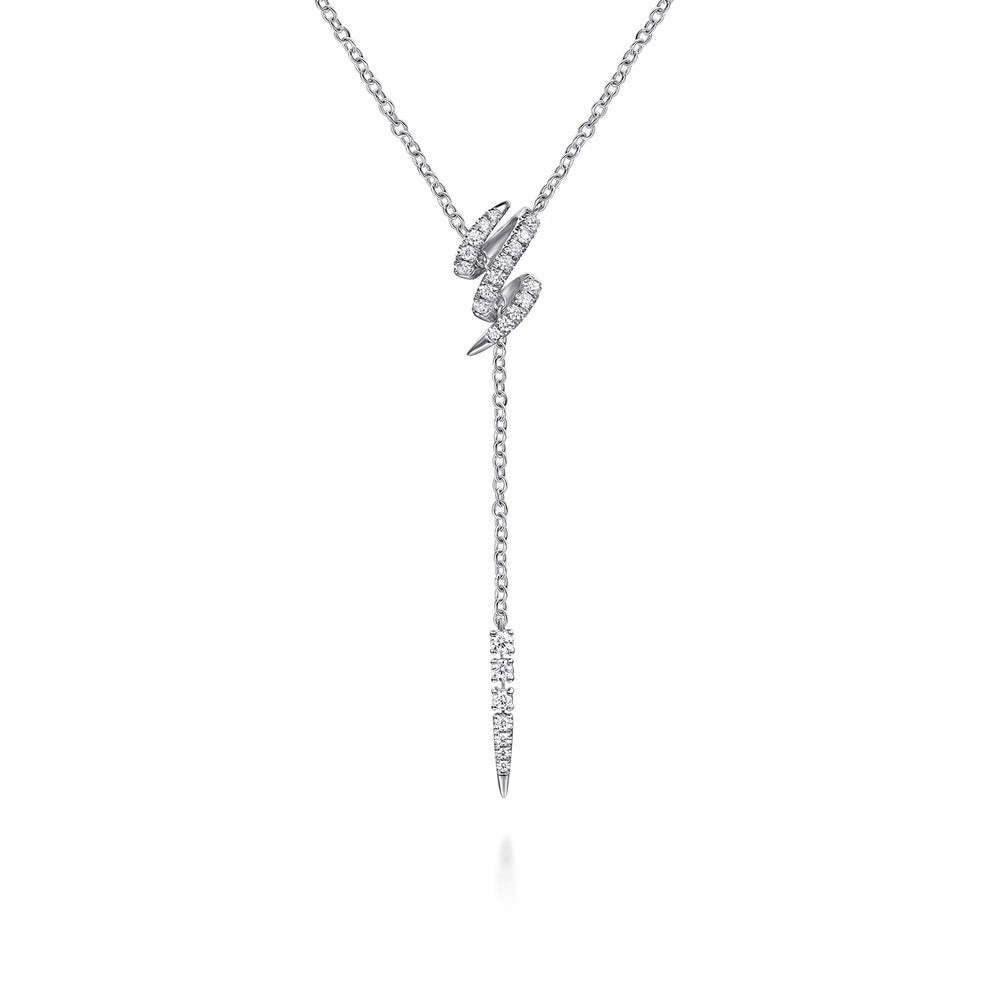 Spike Drop Y Necklace with Diamonds