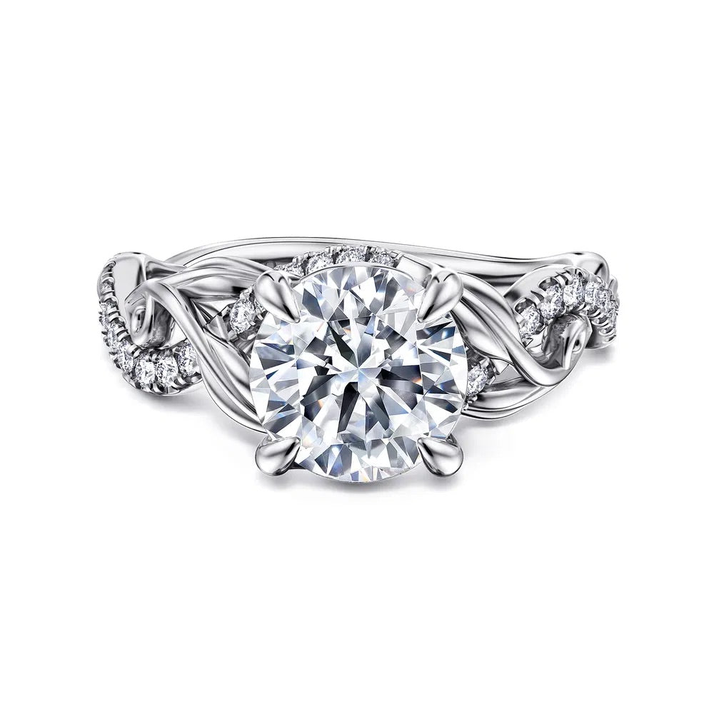 Solitaire Engagement Setting with Floral Twist Shank