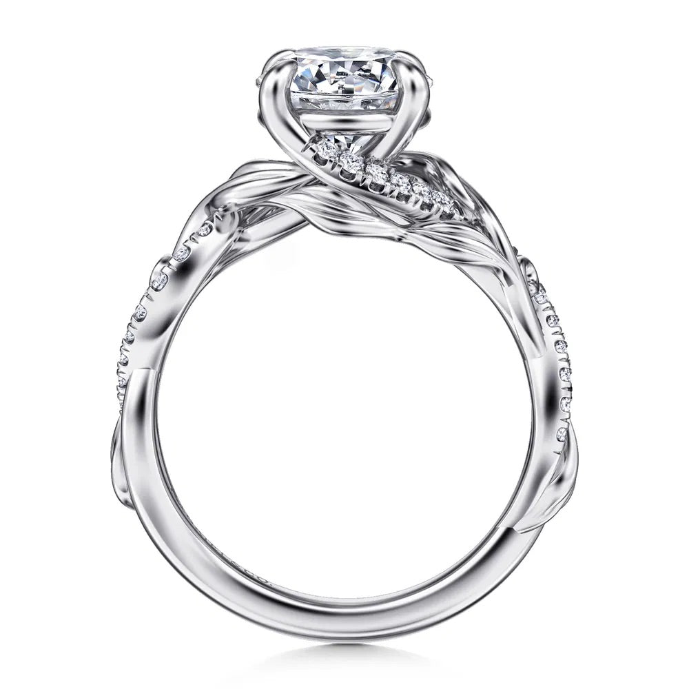 Solitaire Engagement Setting with Floral Twist Shank