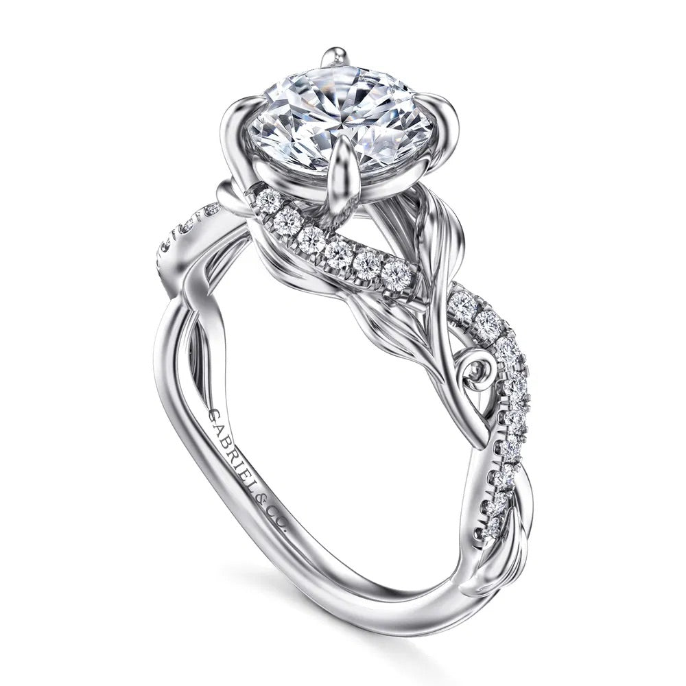 Solitaire Engagement Setting with Floral Twist Shank