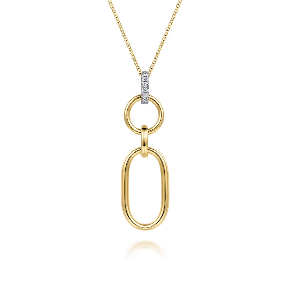 Diamond and Gold Link Pendant Necklace