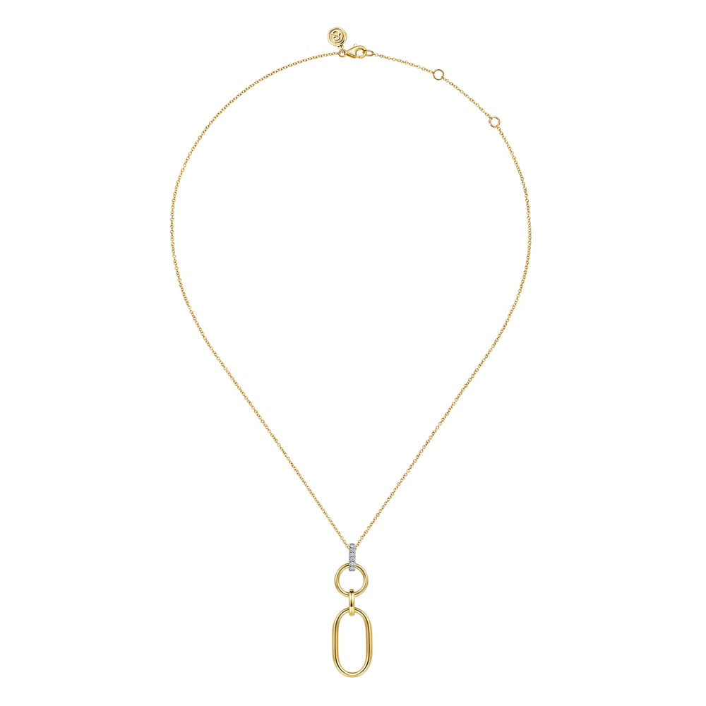Diamond and Gold Link Pendant Necklace