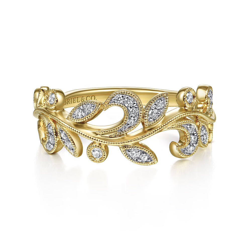 Wide Floral Diamond Ring
