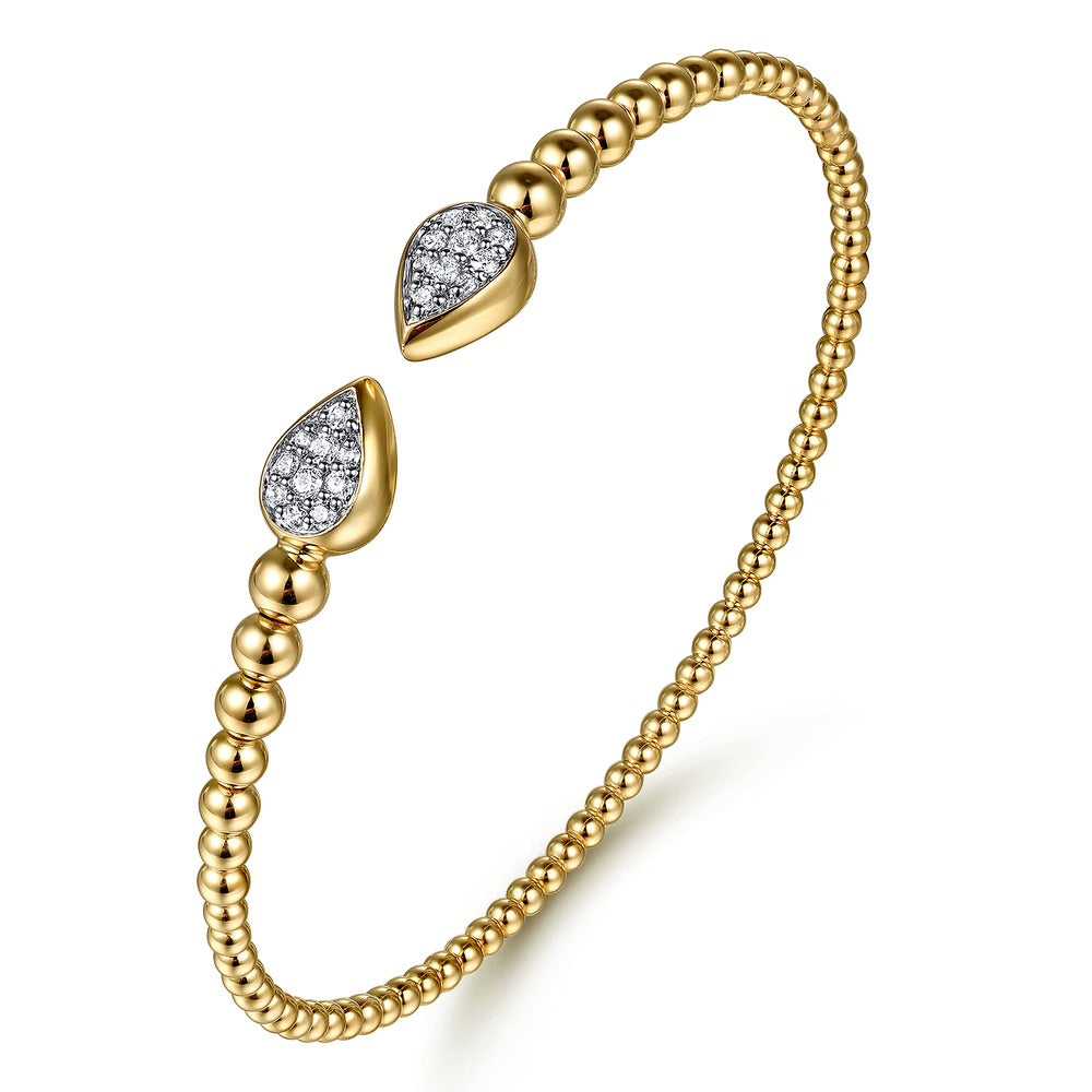 Baguette Halo Beaded Open Bangle