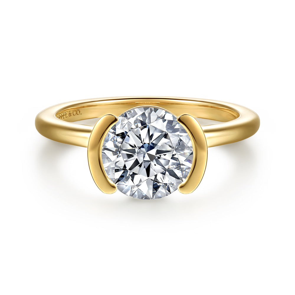 Gavin Half Bezel Set Solitaire Engagement Ring