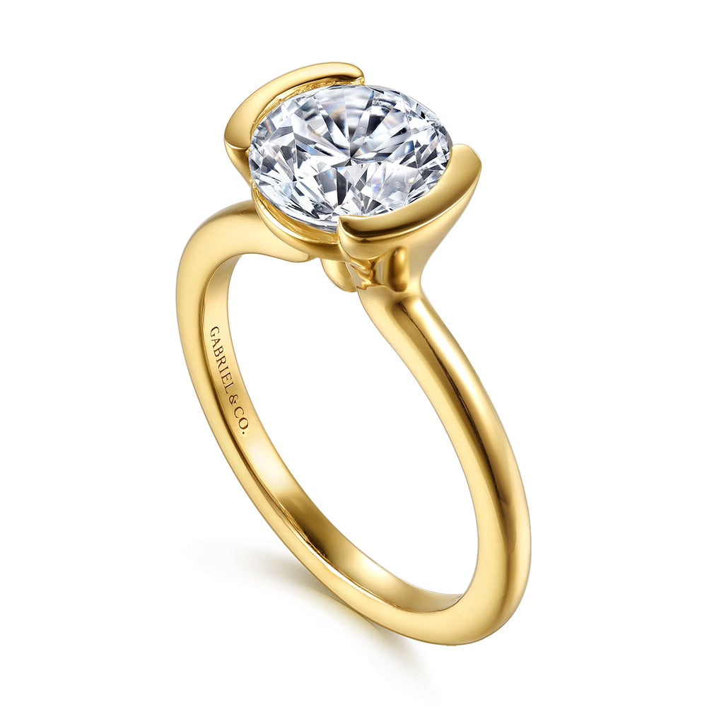 Gavin Half Bezel Set Solitaire Engagement Ring