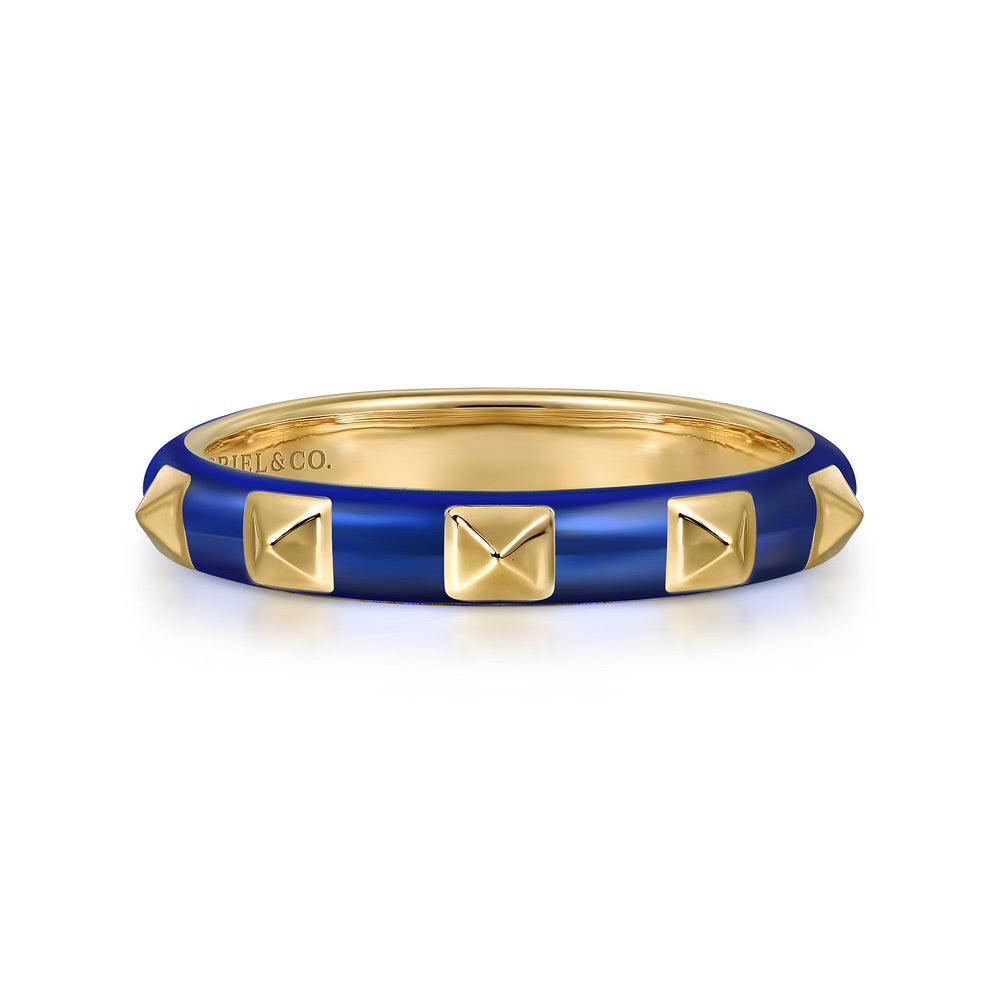 Blue and Gold Pyramid Stacking Ring