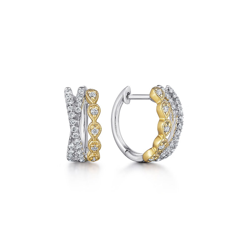 Criss-Cross Diamond Huggie Earrings