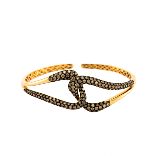Open Cuff Linked Loop Bracelet with Brown Diamonds