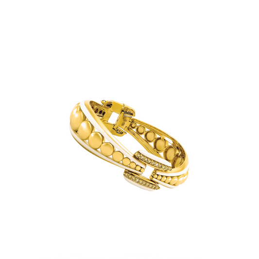 Hinged Gold Dome Bracelet with Brown Diamonds