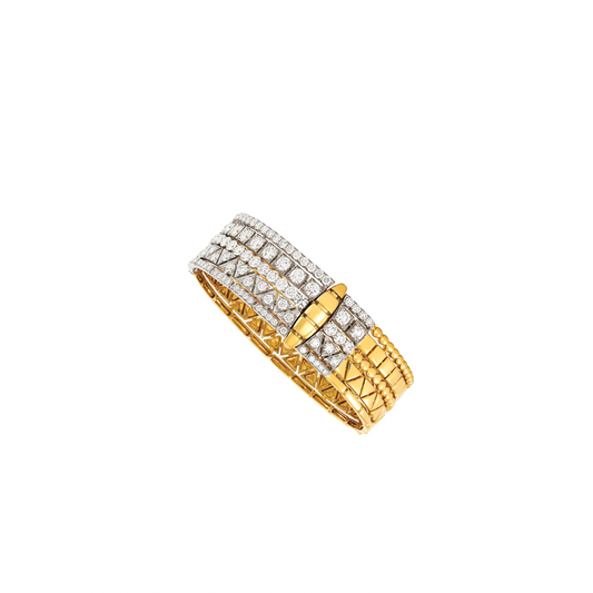 Hinged Bracelet with Prong Set Diamonds