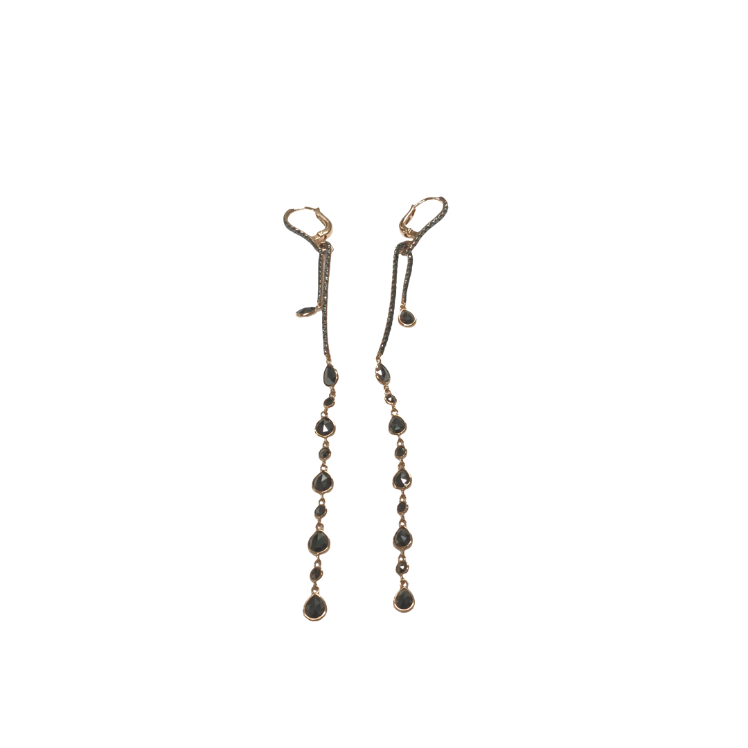 Drop Earrings with Black Diamonds