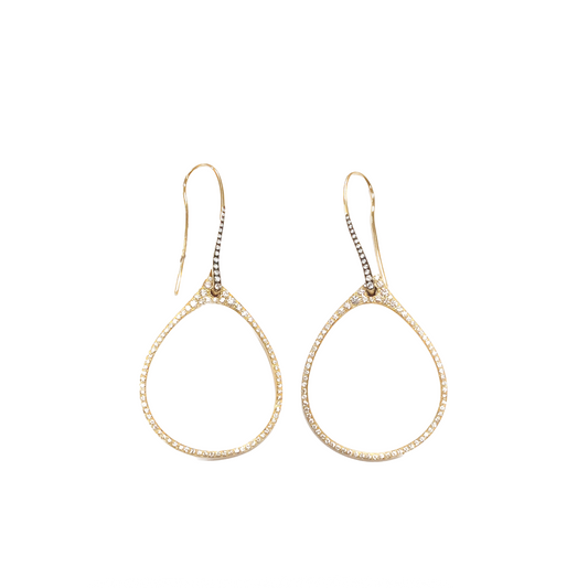 Large Open Teardrop Earrings with Diamonds