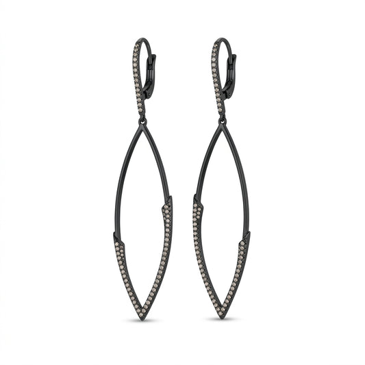 Open Marquise Shape Drop Earrings with Diamonds