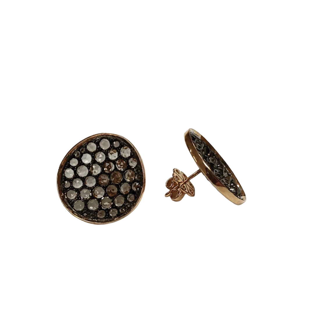 Organic Circle Earrings with Smoky Quartz
