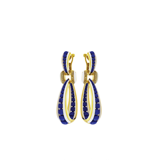 Drop Earrings with Lapis and Brown Diamonds
