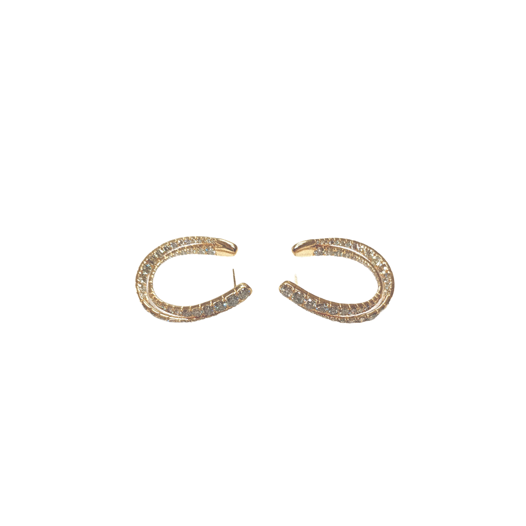 Oval In/Out Hoop Earrings with Mixed Diamonds
