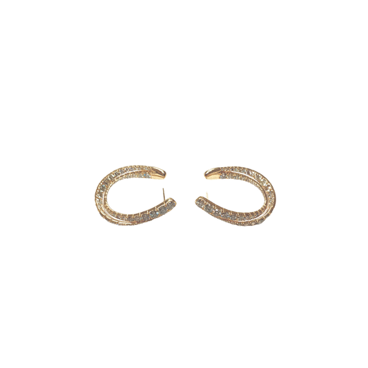 Oval In/Out Hoop Earrings with Mixed Diamonds